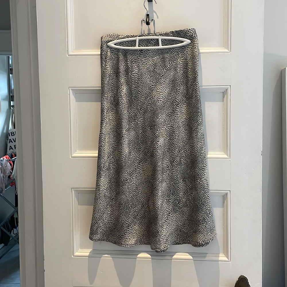 Leopard print silk midi skirt